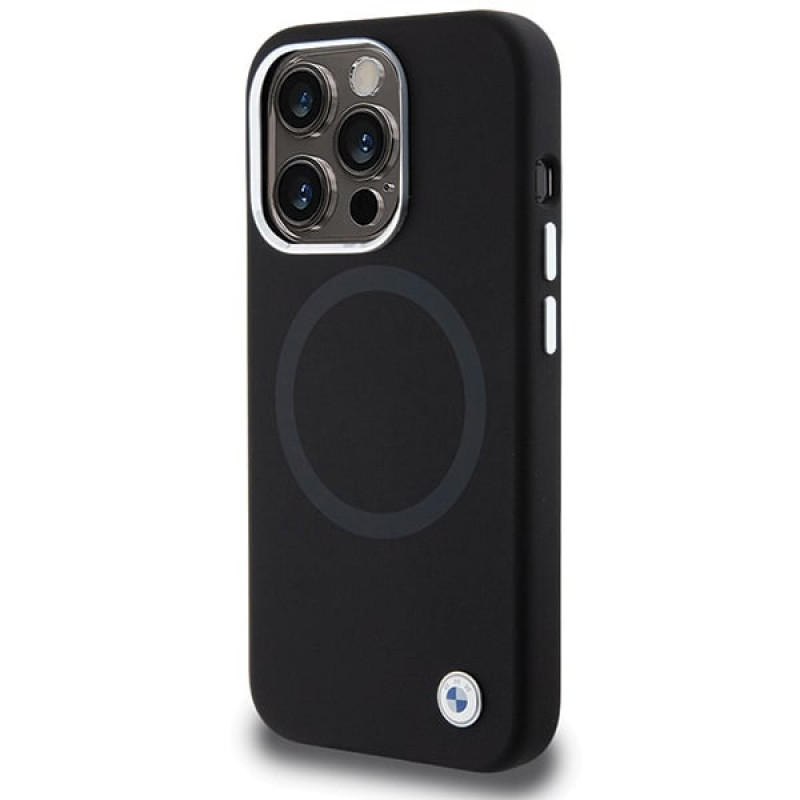 BMW BMHMP15LSILBK2 Signature Liquid Silicone MagSafe-hoesje voor Apple iPhone 15 Pro, zwart