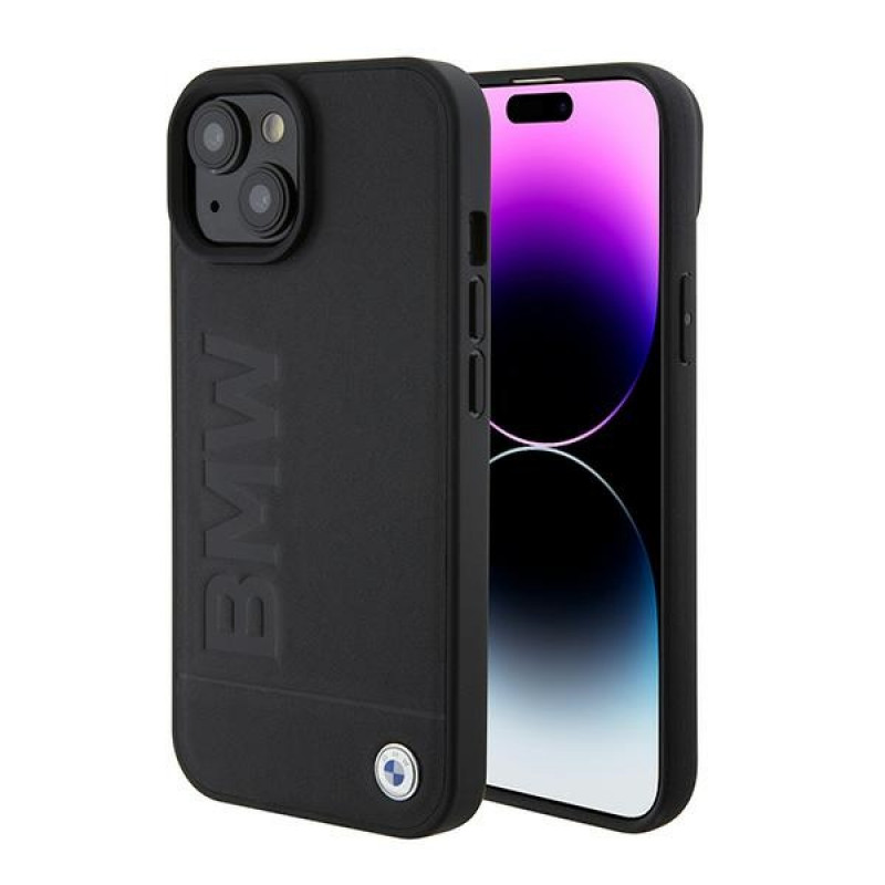 BMW BMHMP15SSLLBK Signature Logo Imprint MagSafe hardcase voor Apple iPhone 15, zwart