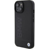 BMW BMHMP15MSLLBK Leren Hot Stamp MagSafe-hoesje voor Apple iPhone 15 Plus / 14 Plus, zwart