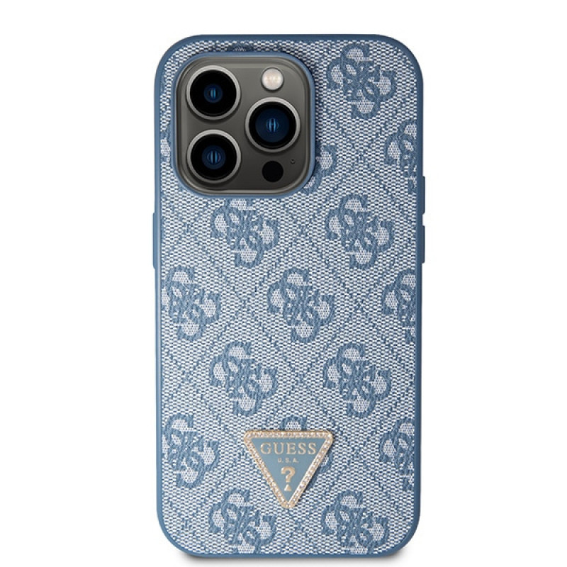 Guess GUHCP15LP4TDSCPB Crossbody 4G Metal Logo hardcase voor Apple iPhone 15 Pro, blauw