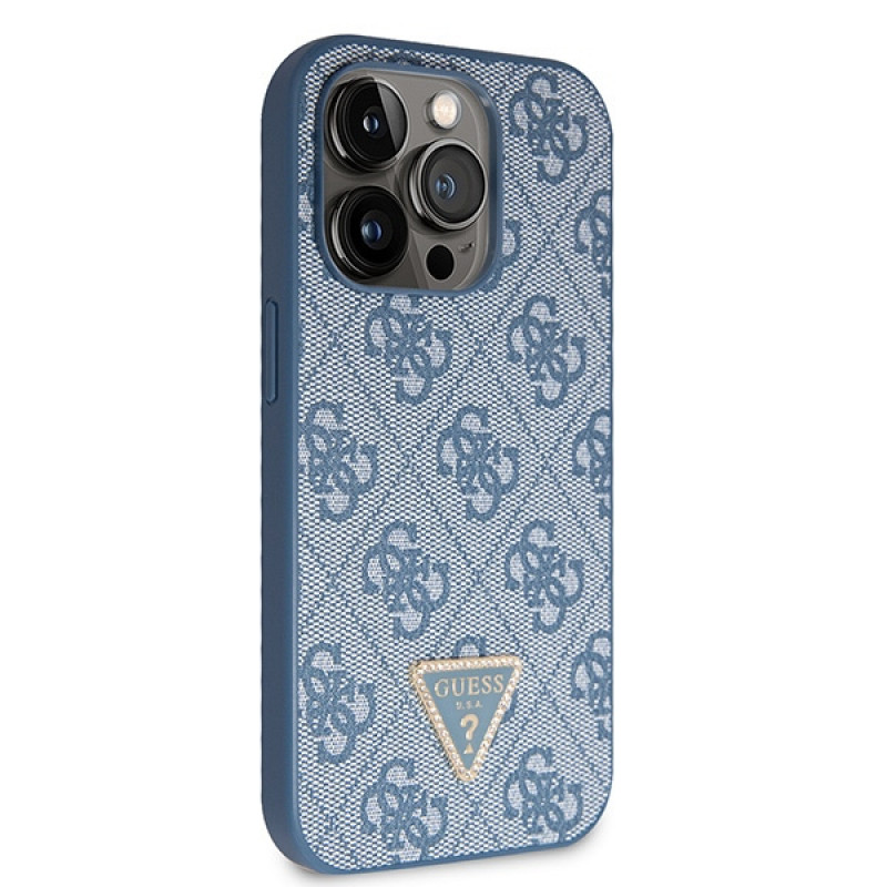 Guess GUHCP15LP4TDSCPB Crossbody 4G Metal Logo hardcase voor Apple iPhone 15 Pro, blauw