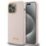Guess GUHCP15XSMBSLP Silicone Script Metal Logo & Frame hardcase voor Apple iPhone 15 Pro Max, roze