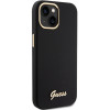 Guess GUHCP15SSMBSLK hardcase van silicone met metalen logo en frame voor Apple iPhone 15 / 14 / 13, zwart