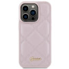 Guess GUHCP15LPSQSQSP Quilted Metal Logo-hardcase voor Apple iPhone 15 Pro, roze