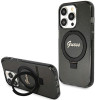 Guess GUHMP15XHRSGSK Ring Stand Script Glitter MagSafe-hardcase voor Apple iPhone 15 Pro Max, zwart