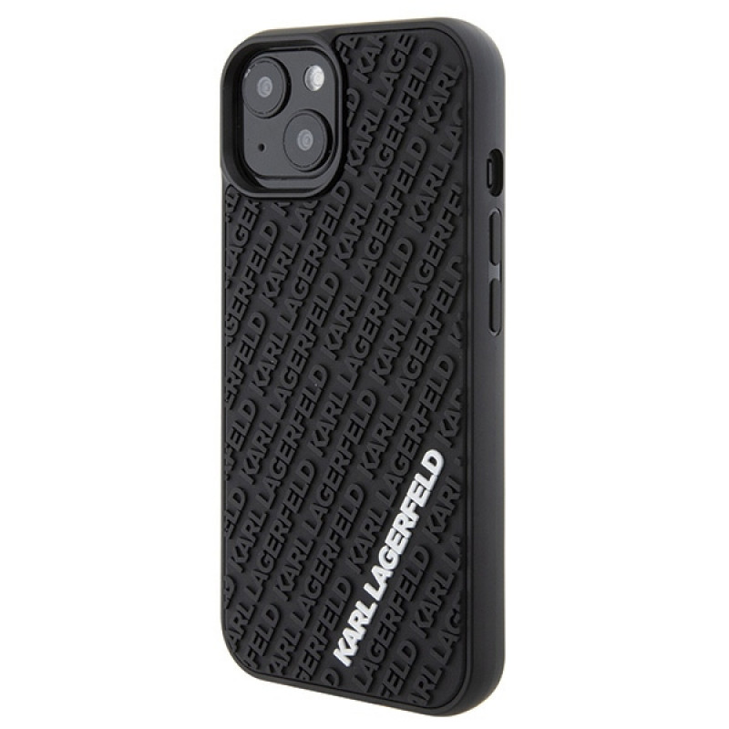 Karl Lagerfeld KLHCP15S3DMKRLK 3D Rubber Multi Logo hardcase voor Apple iPhone 15, zwart