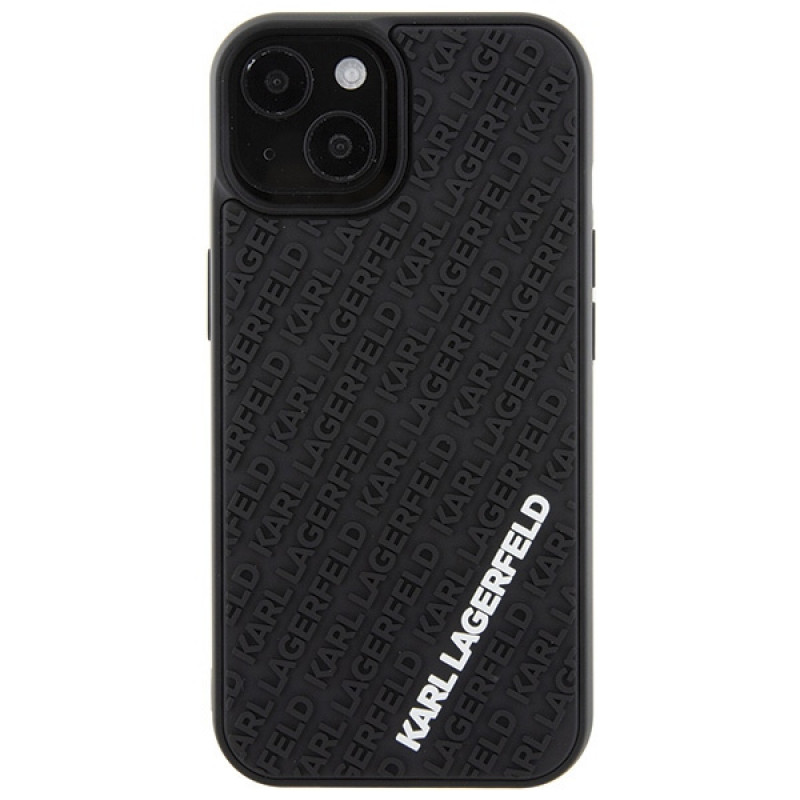 Karl Lagerfeld KLHCP15S3DMKRLK 3D Rubber Multi Logo hardcase voor Apple iPhone 15, zwart