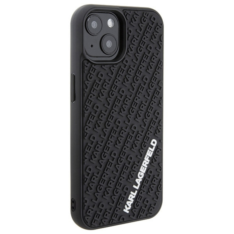 Karl Lagerfeld KLHCP15S3DMKRLK 3D Rubber Multi Logo hardcase voor Apple iPhone 15, zwart