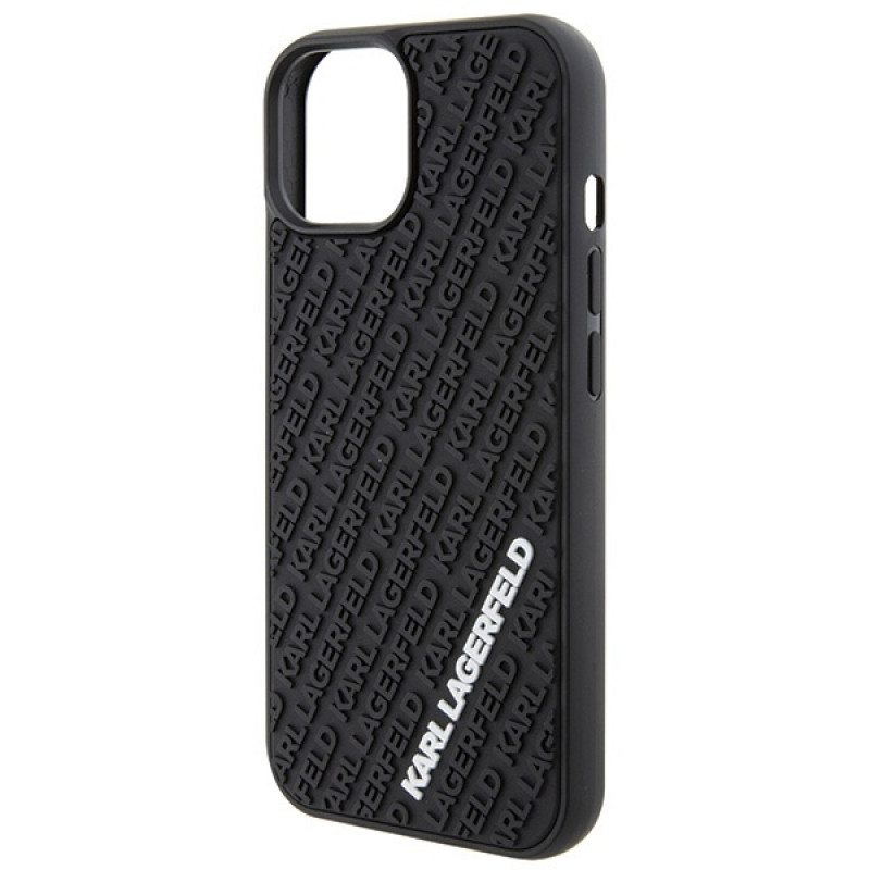 Karl Lagerfeld KLHCP15S3DMKRLK 3D Rubber Multi Logo hardcase voor Apple iPhone 15, zwart