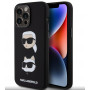 Karl Lagerfeld KLHCP15XSDHKCNK Hoesje van vloeibaar silicone met Karl and Choupette Heads voor Apple iPhone 15 Pro Max, zwart