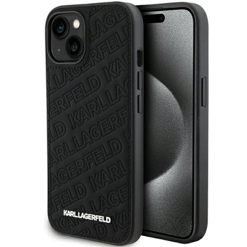 Karl Lagerfeld KLHCP15SPQKPMK Quilted K Pattern-hardcase voor Apple iPhone 15, zwart