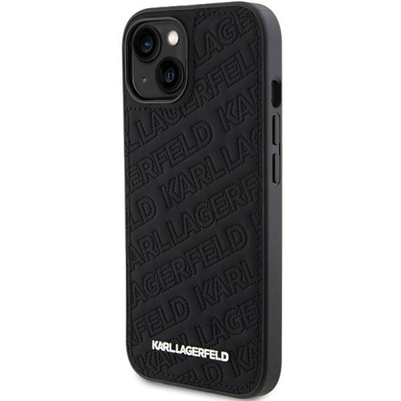 Karl Lagerfeld KLHCP15SPQKPMK Quilted K Pattern-hardcase voor Apple iPhone 15, zwart