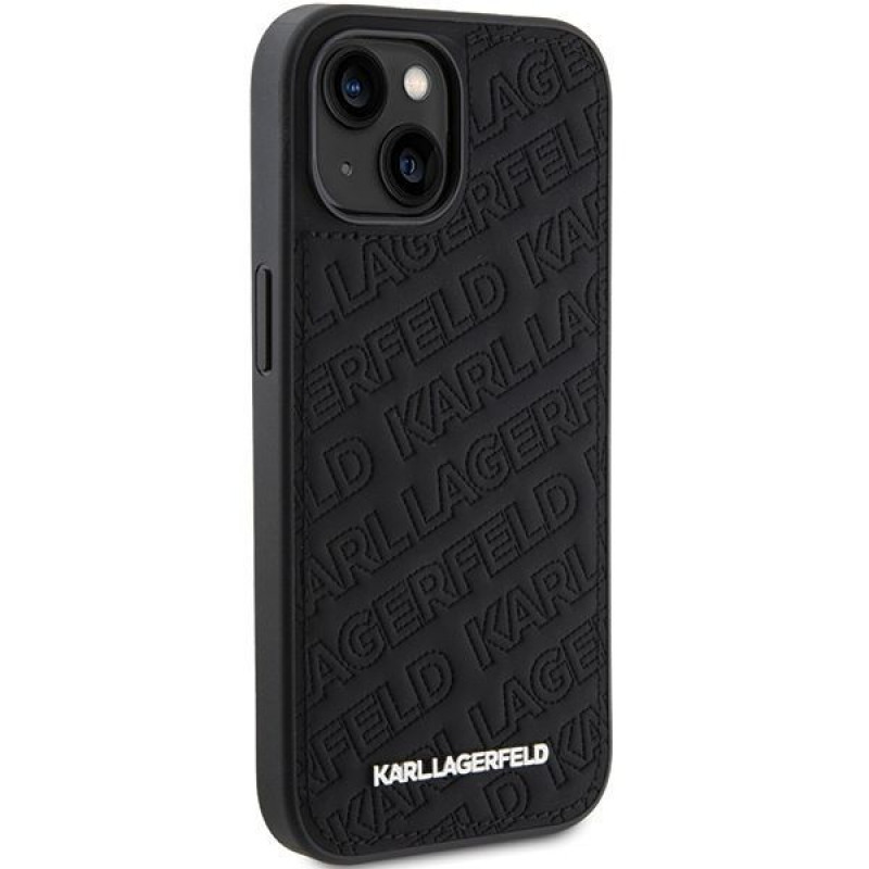 Karl Lagerfeld KLHCP15SPQKPMK Quilted K Pattern-hardcase voor Apple iPhone 15, zwart