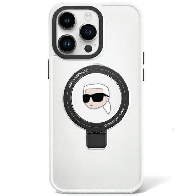 Karl Lagerfeld KLHMP15LHMRSKHH Ring Stand Karl Head MagSafe hardcase voor Apple iPhone 15 Pro