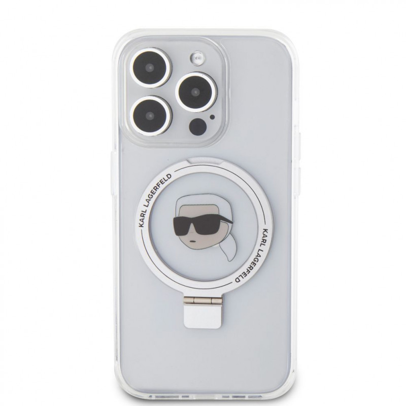 Karl Lagerfeld KLHMP15LHMRSKHH Ring Stand Karl Head MagSafe hardcase voor Apple iPhone 15 Pro