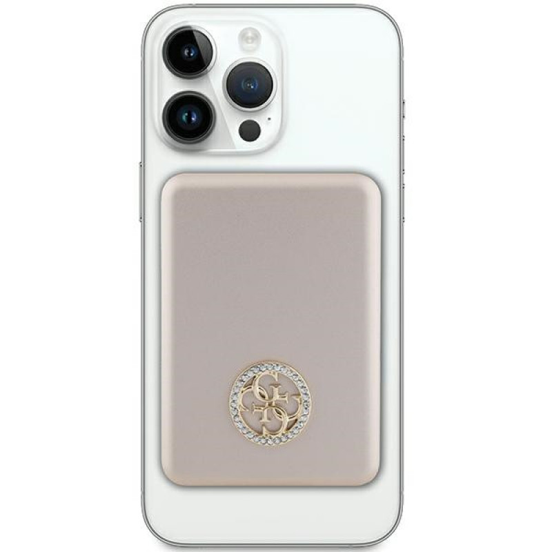 Guess GUPBM3AL4DMD Powerbank 3000 mAh, 5 W, MagSafe 4G Strassed Metal Logo, goud