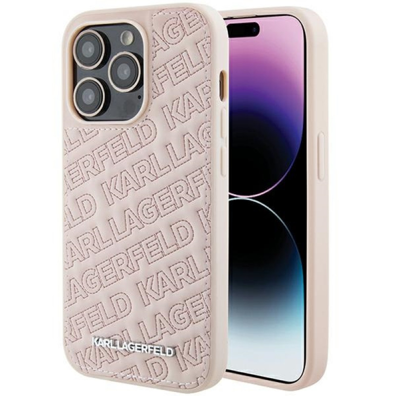 Karl Lagerfeld KLHCP15XPQKPMP Quilted K Pattern-hardcase voor Apple iPhone 15 Pro Max, roze