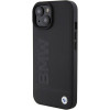 BMW BMHCP15MSLLBK Leren Hot Stamp hardcase voor Apple iPhone 15 Plus / 14 Plus, zwart