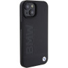 BMW BMHCP15MSLLBK Leren Hot Stamp hardcase voor Apple iPhone 15 Plus / 14 Plus, zwart