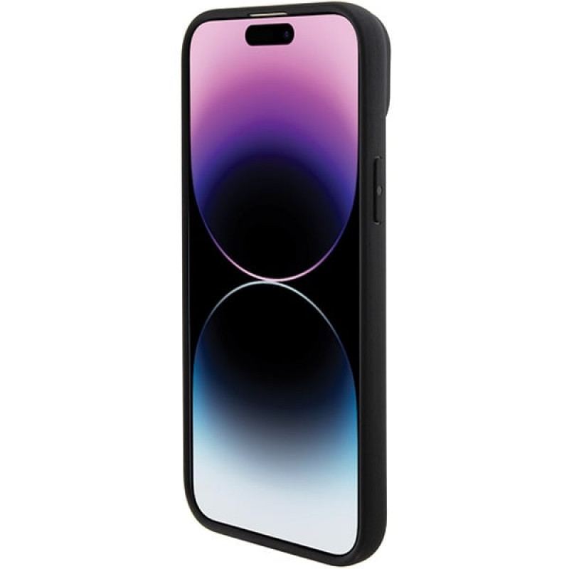 BMW BMHCP15MSLLBK Leren Hot Stamp hardcase voor Apple iPhone 15 Plus / 14 Plus, zwart