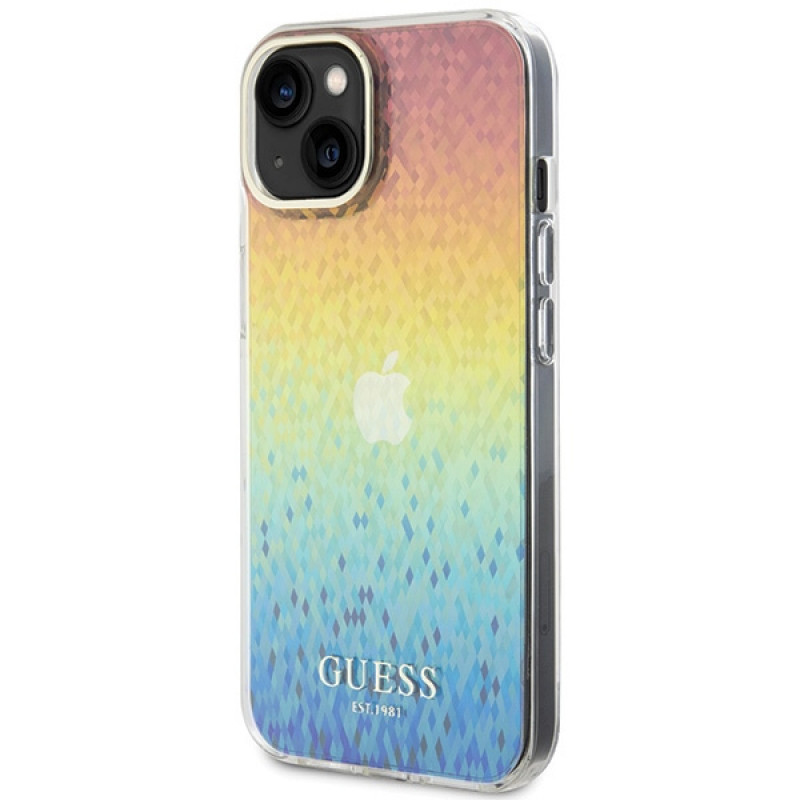 Guess GUHCP15SHDECMI IML Faceted Mirror Disco Iridescent hardcase voor Apple iPhone 15, multicolor