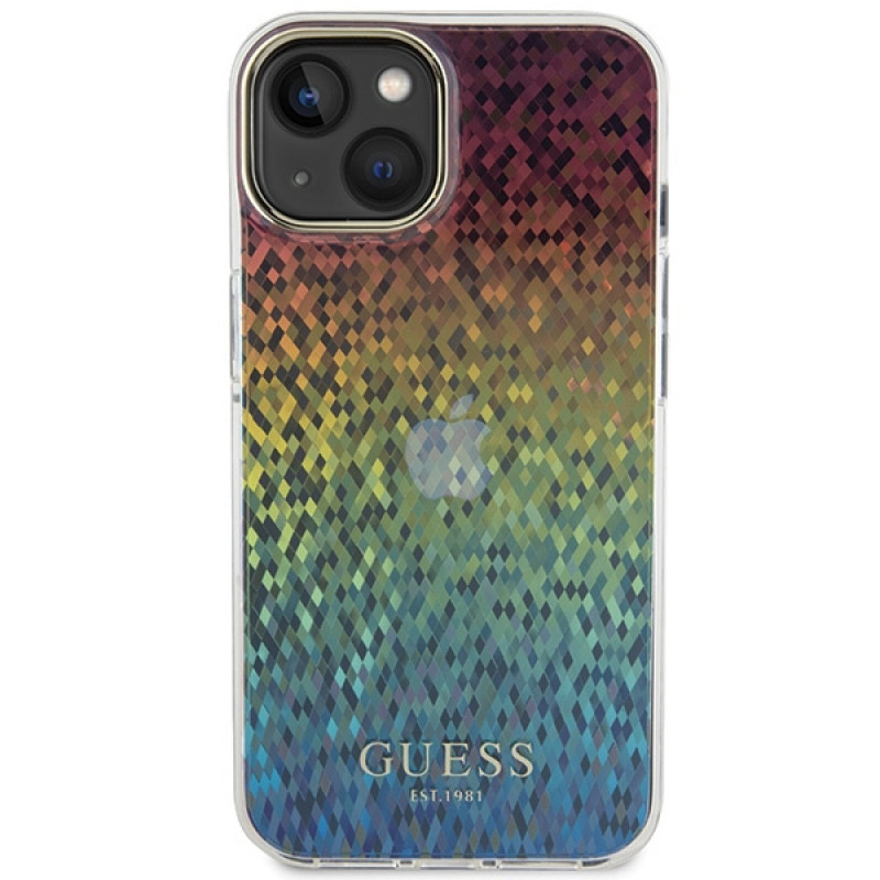Guess GUHCP15SHDECMI IML Faceted Mirror Disco Iridescent hardcase voor Apple iPhone 15, multicolor