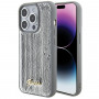 Guess GUHCP15LPSFDGSS Sequin Script Metal hardcase voor Apple iPhone 15 Pro, zilver