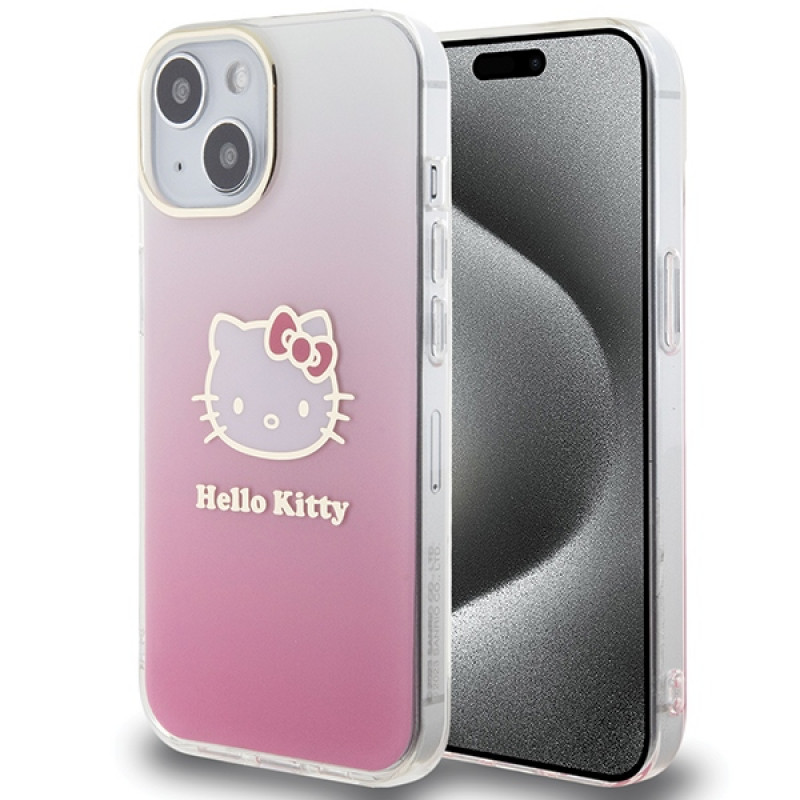 Hello Kitty HKHCP15SHDGKEP IML Gradient Electrop Kitty Head hardcase voor Apple iPhone 15 6,1", roze