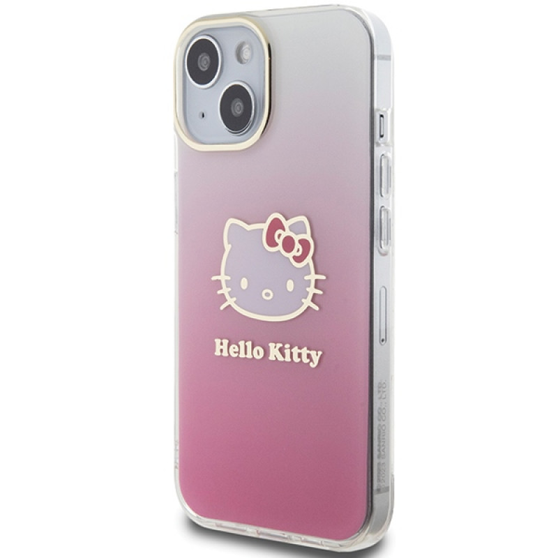 Hello Kitty HKHCP15SHDGKEP IML Gradient Electrop Kitty Head hardcase voor Apple iPhone 15 6,1", roze