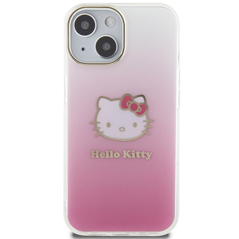 Hello Kitty HKHCP15SHDGKEP IML Gradient Electrop Kitty Head hardcase voor Apple iPhone 15 6,1", roze