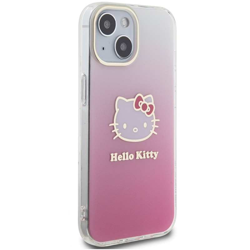 Hello Kitty HKHCP15SHDGKEP IML Gradient Electrop Kitty Head hardcase voor Apple iPhone 15 6,1", roze