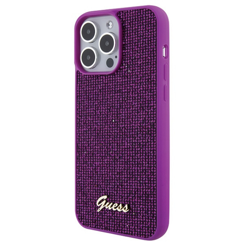 Guess GUHCP15XPMSDGSF Disco Metal Script hardcase voor Apple iPhone 15 Pro Max, paars