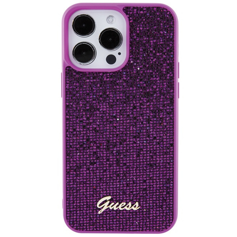 Guess GUHCP15XPMSDGSF Disco Metal Script hardcase voor Apple iPhone 15 Pro Max, paars