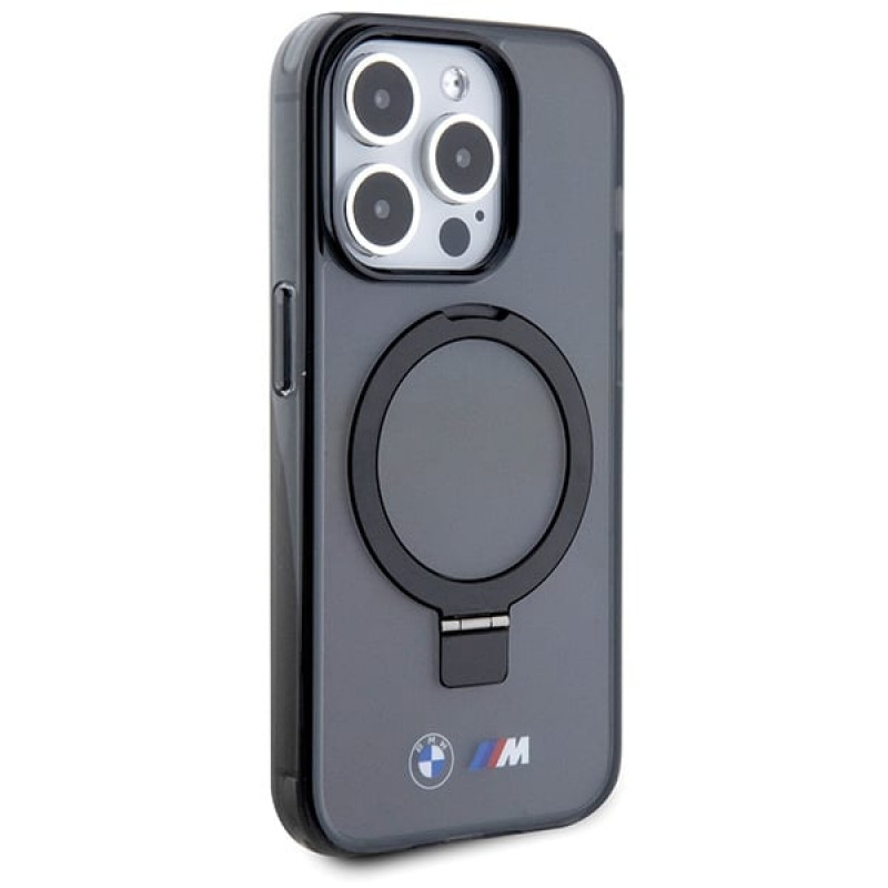 BMW BMHMP15LURSK Apple iPhone 15 Pro hardcase Ring Stand M Collection MagSafe, zwart