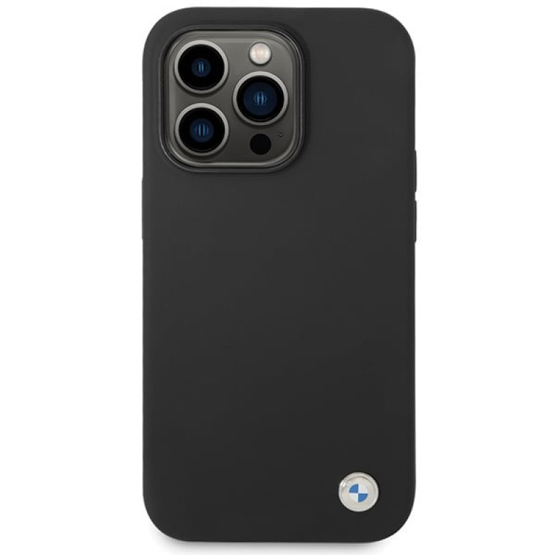 BMW BMHCP15LSILBK Apple iPhone 15 Pro silicone hoesje met metalen logo, zwart