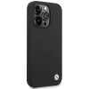 BMW BMHCP15LSILBK Apple iPhone 15 Pro silicone hoesje met metalen logo, zwart