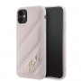 Karl Lagerfeld KLHCN61PQDSMGP Apple iPhone 11 / XR hardcase Diagonal Quilted Script, roze
