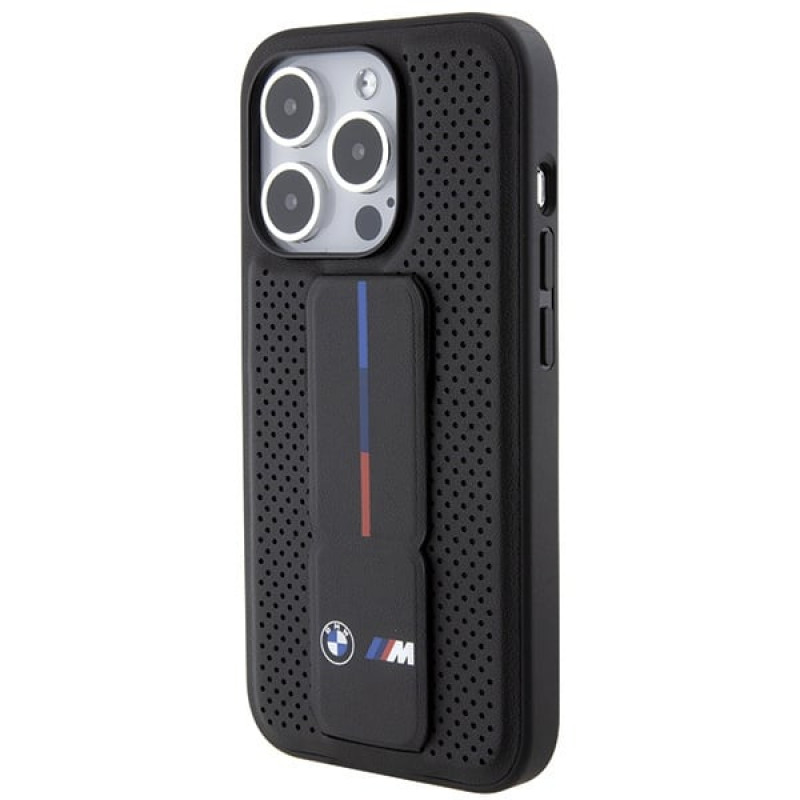 BMW BMHCP15LGSPPRK Apple iPhone 15 Pro hardcase Grip Stand Smooth & Perforated, zwart