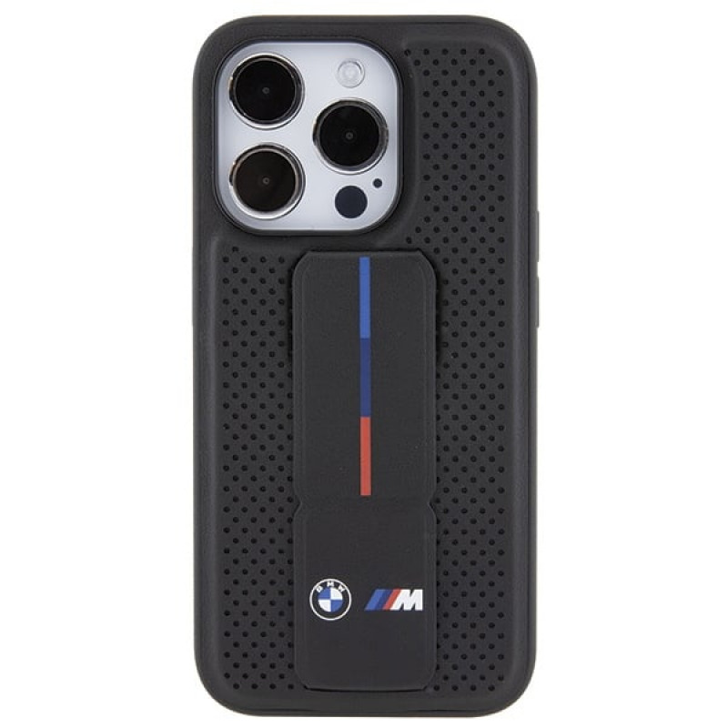 BMW BMHCP15LGSPPRK Apple iPhone 15 Pro hardcase Grip Stand Smooth & Perforated, zwart