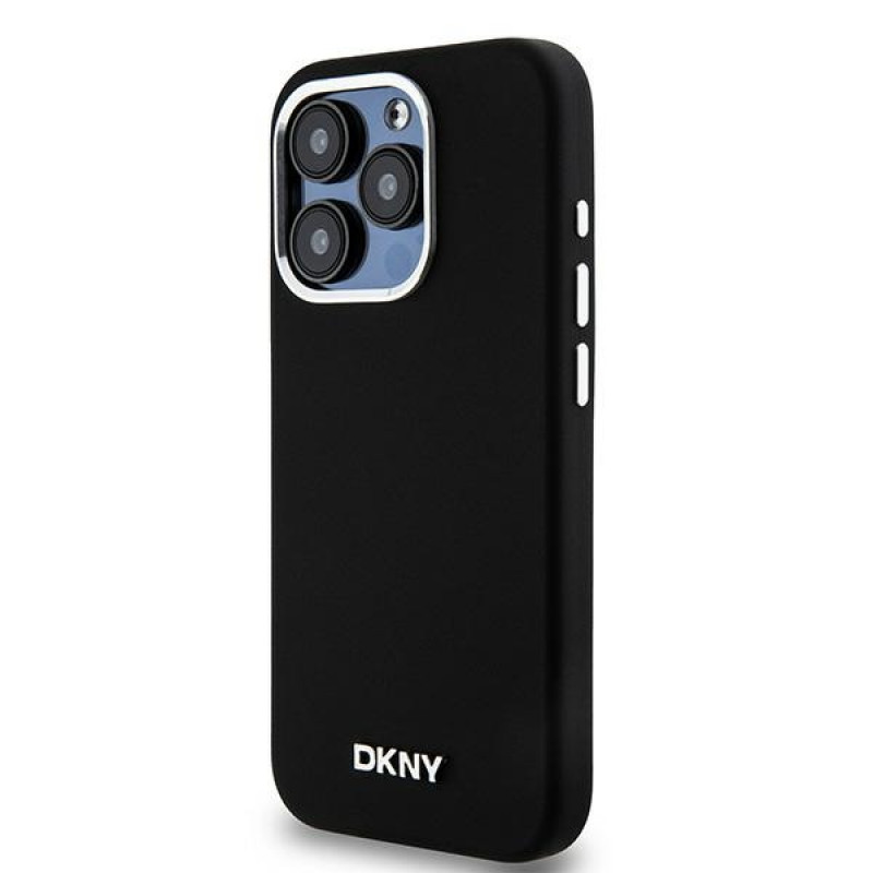 DKNY Apple iPhone 15 Pro hardcase Liquid Silicone Small Metal Logo MagSafe, zwart