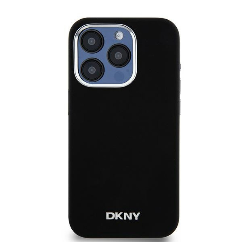 DKNY Apple iPhone 15 Pro hardcase Liquid Silicone Small Metal Logo MagSafe, zwart