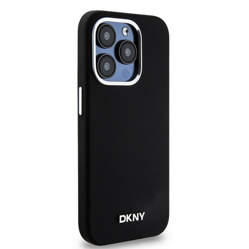 DKNY Apple iPhone 15 Pro hardcase Liquid Silicone Small Metal Logo MagSafe, zwart