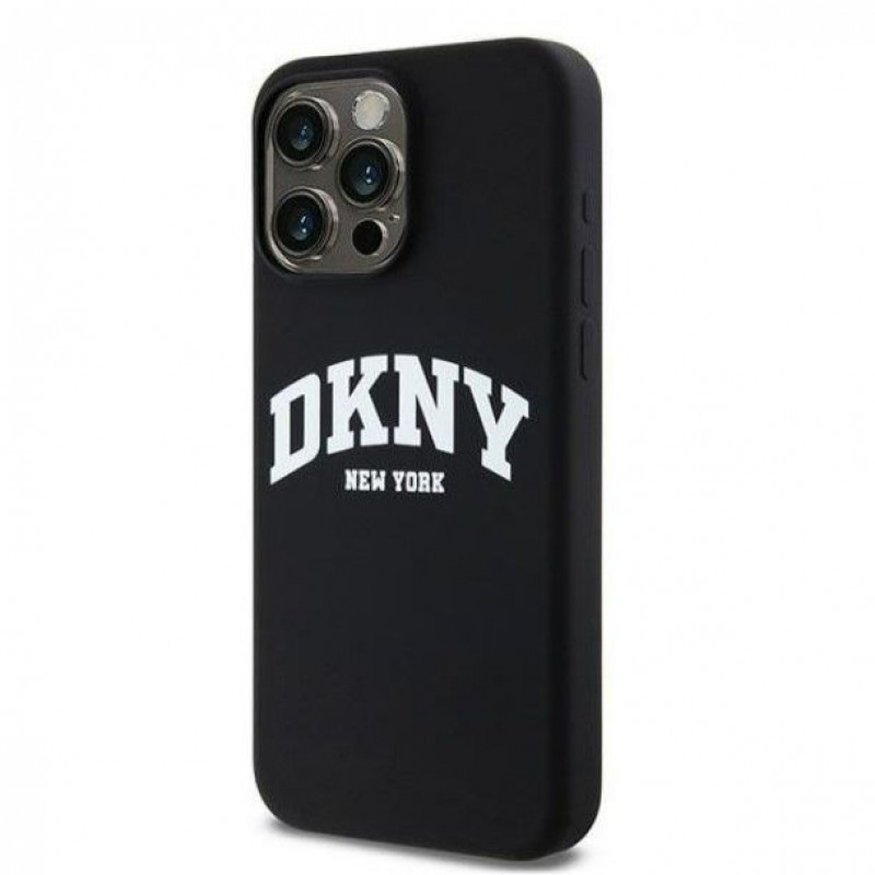 DKNY Apple iPhone 15 Pro Max hardcase Liquid Silicone White Printed Logo MagSafe, zwart
