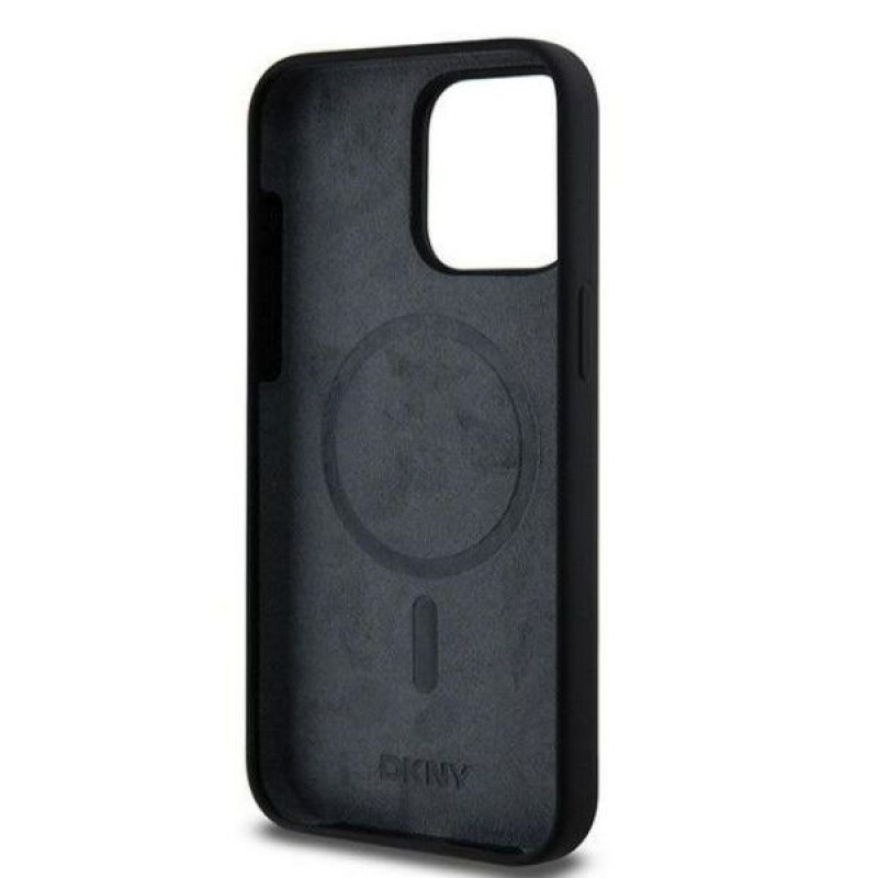 DKNY Apple iPhone 15 Pro Max hardcase Liquid Silicone White Printed Logo MagSafe, zwart