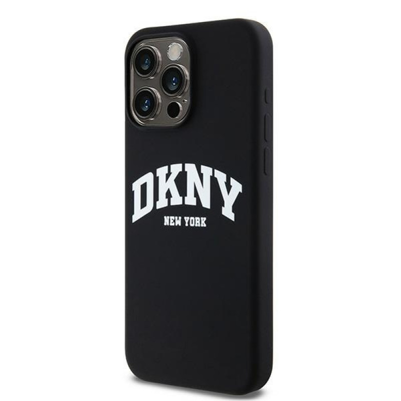 DKNY Apple iPhone 15 Pro Max hardcase Liquid Silicone White Printed Logo MagSafe, zwart