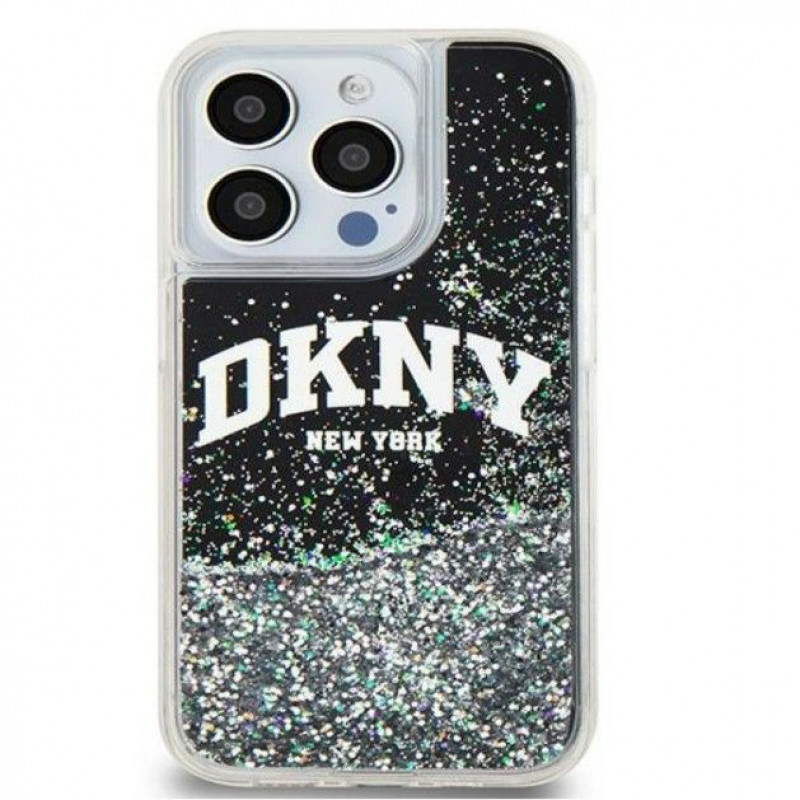 DKNY Apple iPhone 15 Pro Max hardcase Liquid Glitter Big Logo, zwart