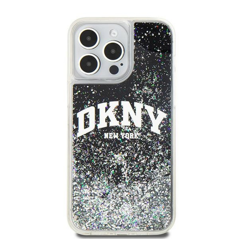 DKNY Apple iPhone 15 Pro Max hardcase Liquid Glitter Big Logo, zwart