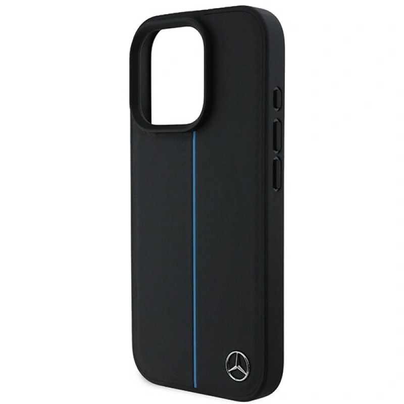 Mercedes MEHMP16L23RURBK Apple iPhone 16 Pro hardcase MB Blue Line Leather MagSafe, zwart