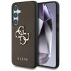 Guess Grained Big 4G Logo Small Classic Logo Hard Case voor Samsung Galaxy S25+, bruin