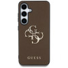 Guess Grained Big 4G Logo Small Classic Logo Hard Case voor Samsung Galaxy S25+, bruin
